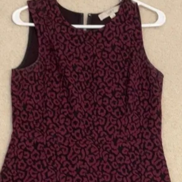 LOFT Red/Burgandy Leopard Animal Print Sleeveless Dress - Picture 2 of 10